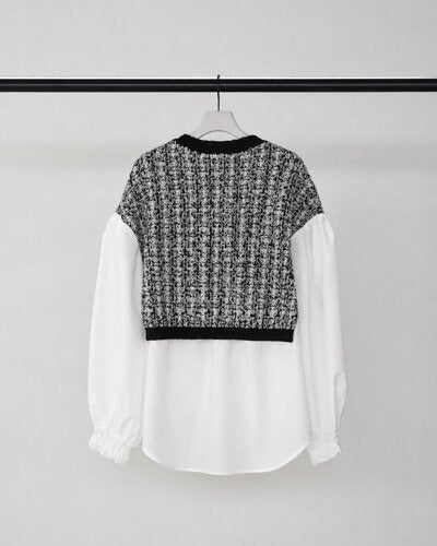 【CHIGNON 2026 AW】 ドッキングツィードニット-10月上旬頃発送 - Champdelarose