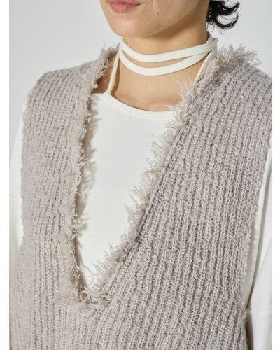 【CHIGNON 2026 AW】ブークレMIXフリンジベスト - 10月上旬頃発送 - Champdelarose