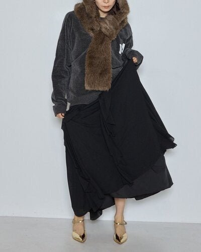 【CHIGNON 2026 AW】アシンメトリーラッフルマキシSK - 10月上旬頃発送 - Champdelarose