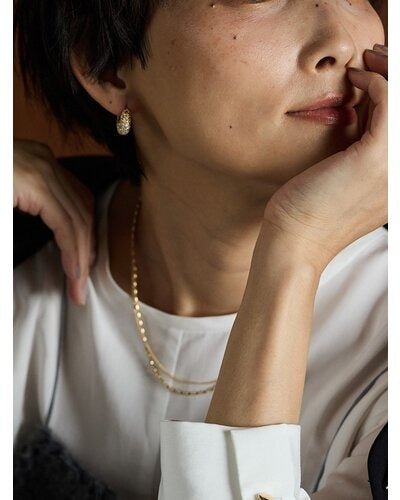 【CHIGNON 2026 PRE - SPRING】ドロップパヴェワンタッチピアス - Champdelarose