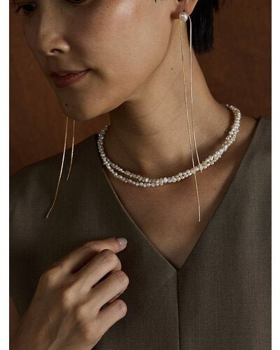 【CHIGNON 2026 PRE - SPRING】淡水＆チェーン2WAYピアス - Champdelarose