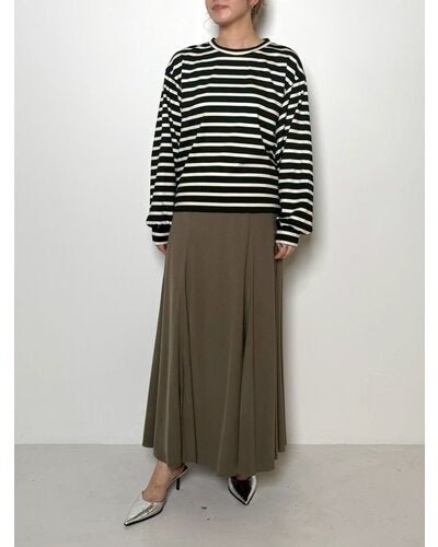 【CHIGNON 2026 PRE - SPRING】ボーダー無地布帛ドッキングPO - Champdelarose