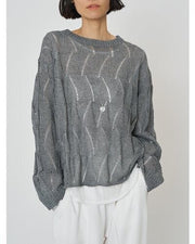 【CHIGNON 2026 SPRING】ペーパータッチスカシ柄ニット - Champdelarose