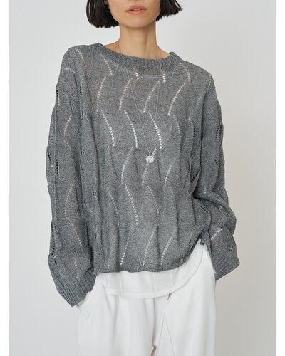 【CHIGNON 2026 SPRING】ペーパータッチスカシ柄ニット - Champdelarose