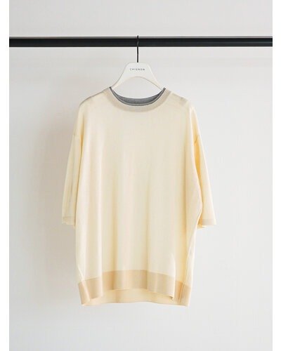 【CHIGNON 2026 SPRING】衿配色ハーフスリーブニット - Champdelarose