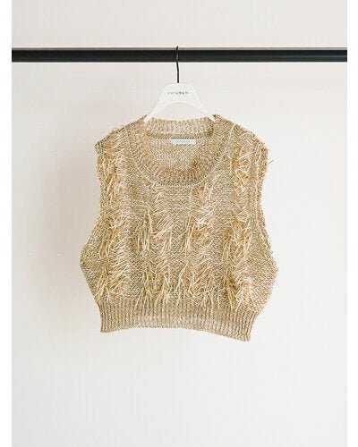【CHIGNON 2026 SPRING】カットJQフリンジニットベスト - Champdelarose
