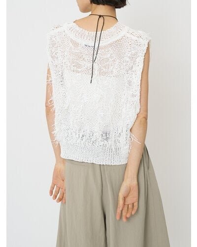 【CHIGNON 2026 SPRING】カットJQフリンジニットベスト - Champdelarose
