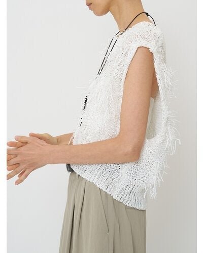 【CHIGNON 2026 SPRING】カットJQフリンジニットベスト - Champdelarose