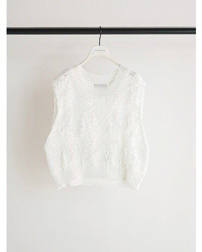 【CHIGNON 2026 SPRING】カットJQフリンジニットベスト - Champdelarose