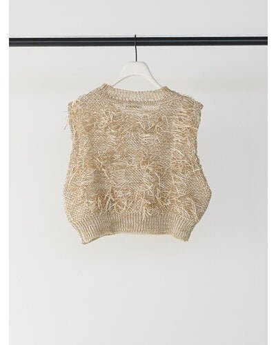 【CHIGNON 2026 SPRING】カットJQフリンジニットベスト - Champdelarose