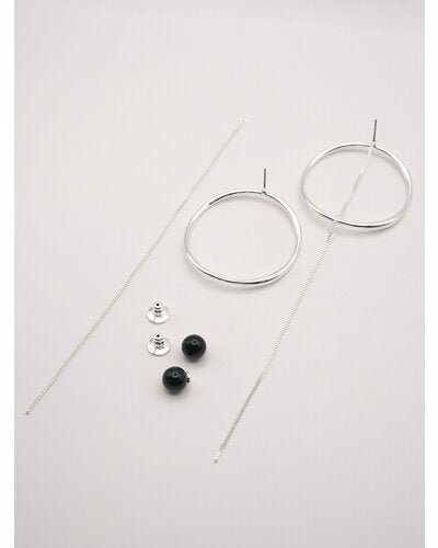 【CHIGNON 2026 SS COLLECTION】サークルフープオニキス3WAYピアス - Champdelarose