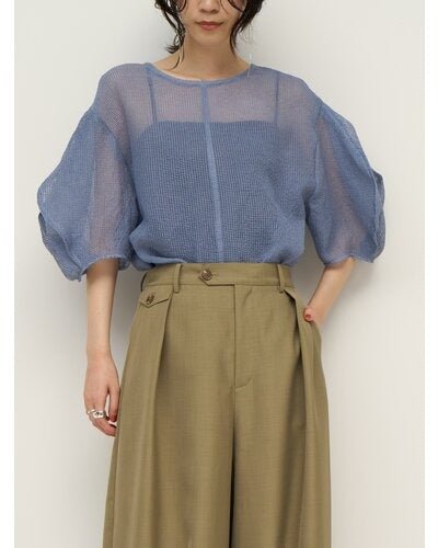 【CHIGNON 2026 SS COLLECTION】シアーチェックボリュームスリーブPO - Champdelarose