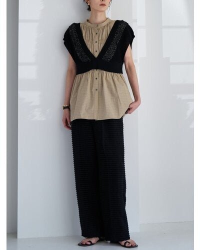 【CHIGNON 2026 SUMMER COLECTION】CHECKシャーリングフレンチBL - Champdelarose