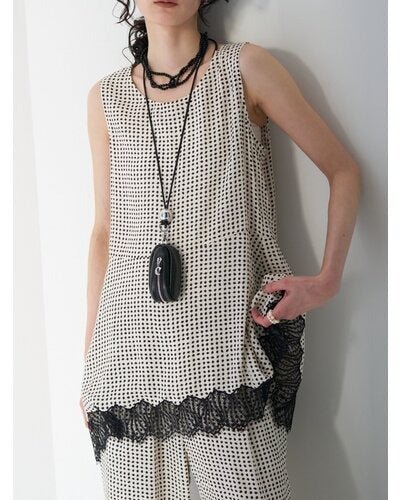 【CHIGNON 2026 SUMMER COLECTION】レーストリムドットタンクTOP - Champdelarose