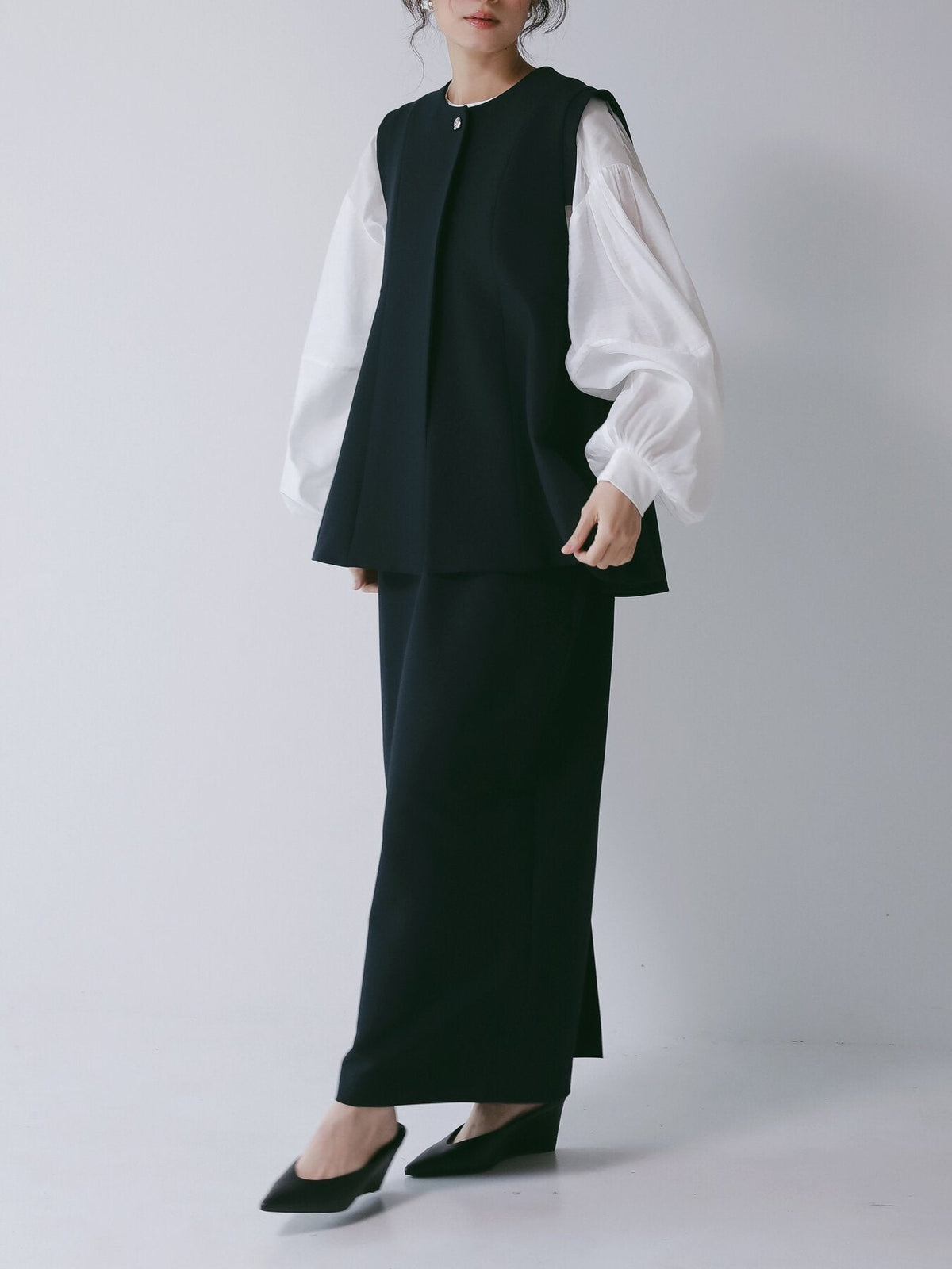 【CHIGNON 2027 PRE-SPRING】ソフトツイルフレアフォルムジレ - 12月下旬頃発送 - Champdelarose