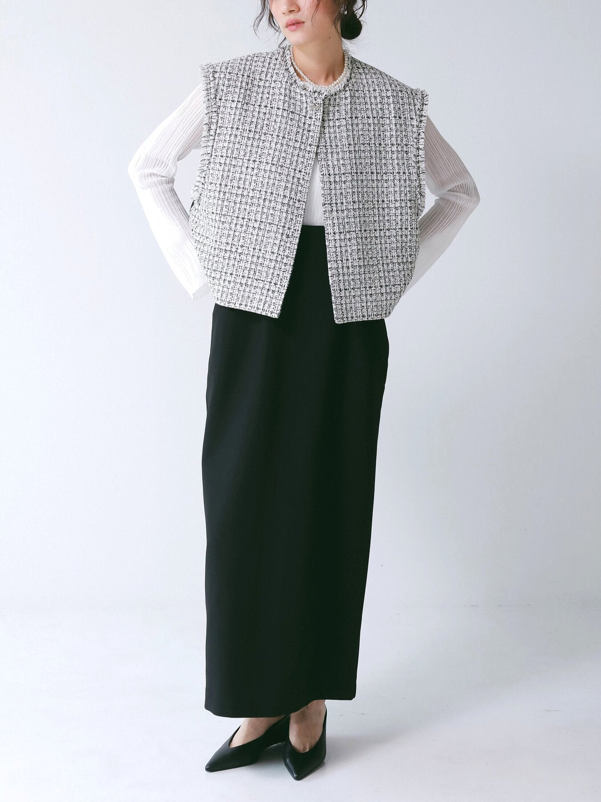 【CHIGNON 2027 PRE-SPRING】ミニマルツィードドッキングジレ - 12月下旬頃発送 - Champdelarose