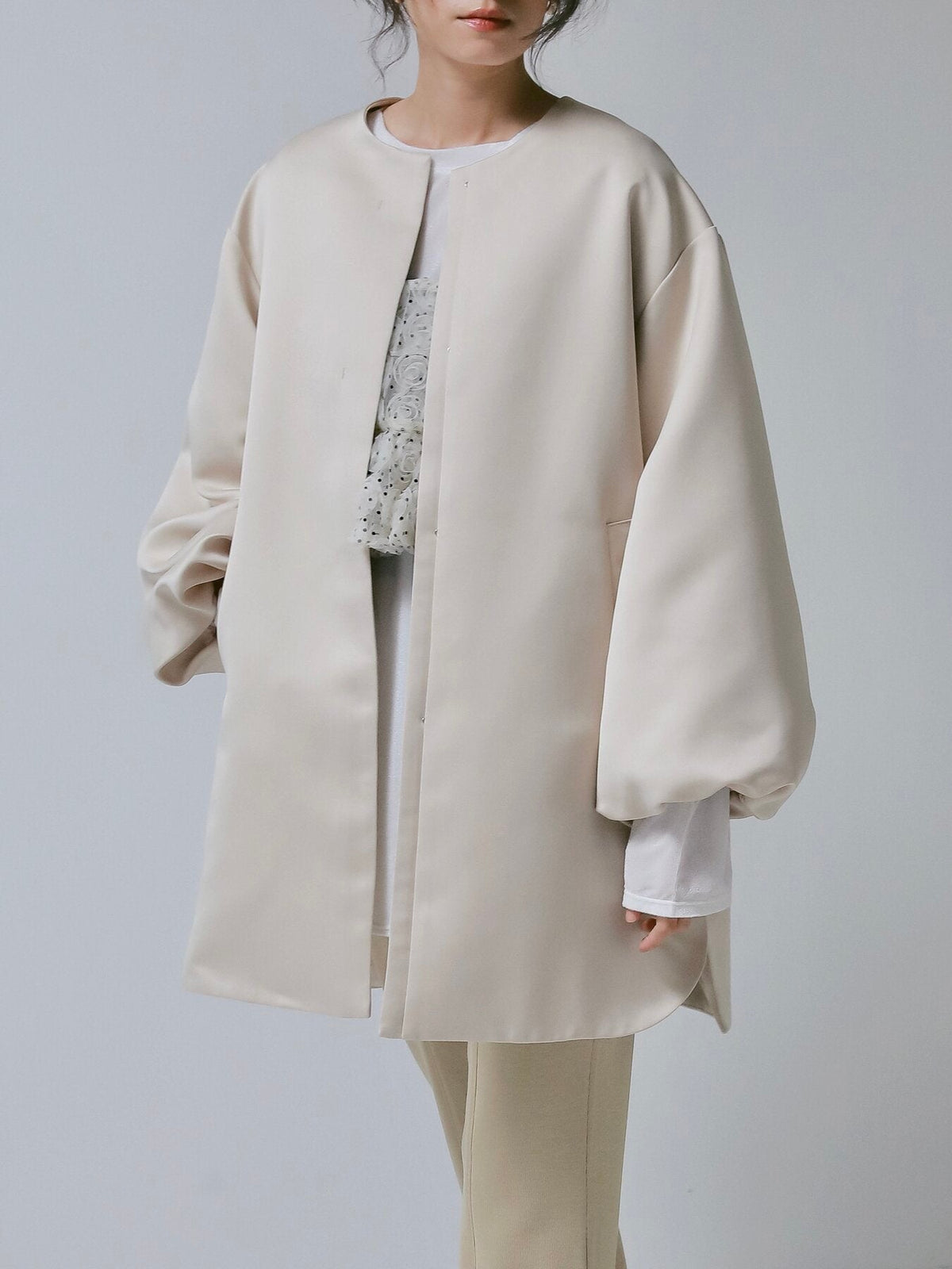 【CHIGNON 2027 PRE-SPRING】フォルムスリーブノーカラーコート - 12月下旬頃発送 - Champdelarose