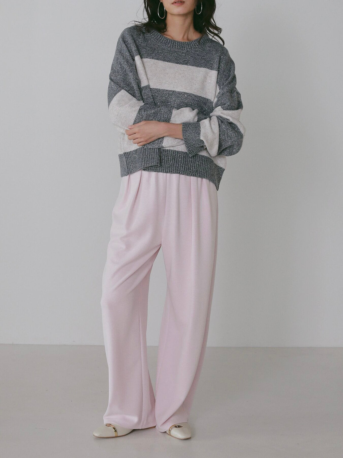 【CHIGNON 2027 PRE-SPRING】スパンコールボーダーニットPO - 12月中旬頃発送 - Champdelarose