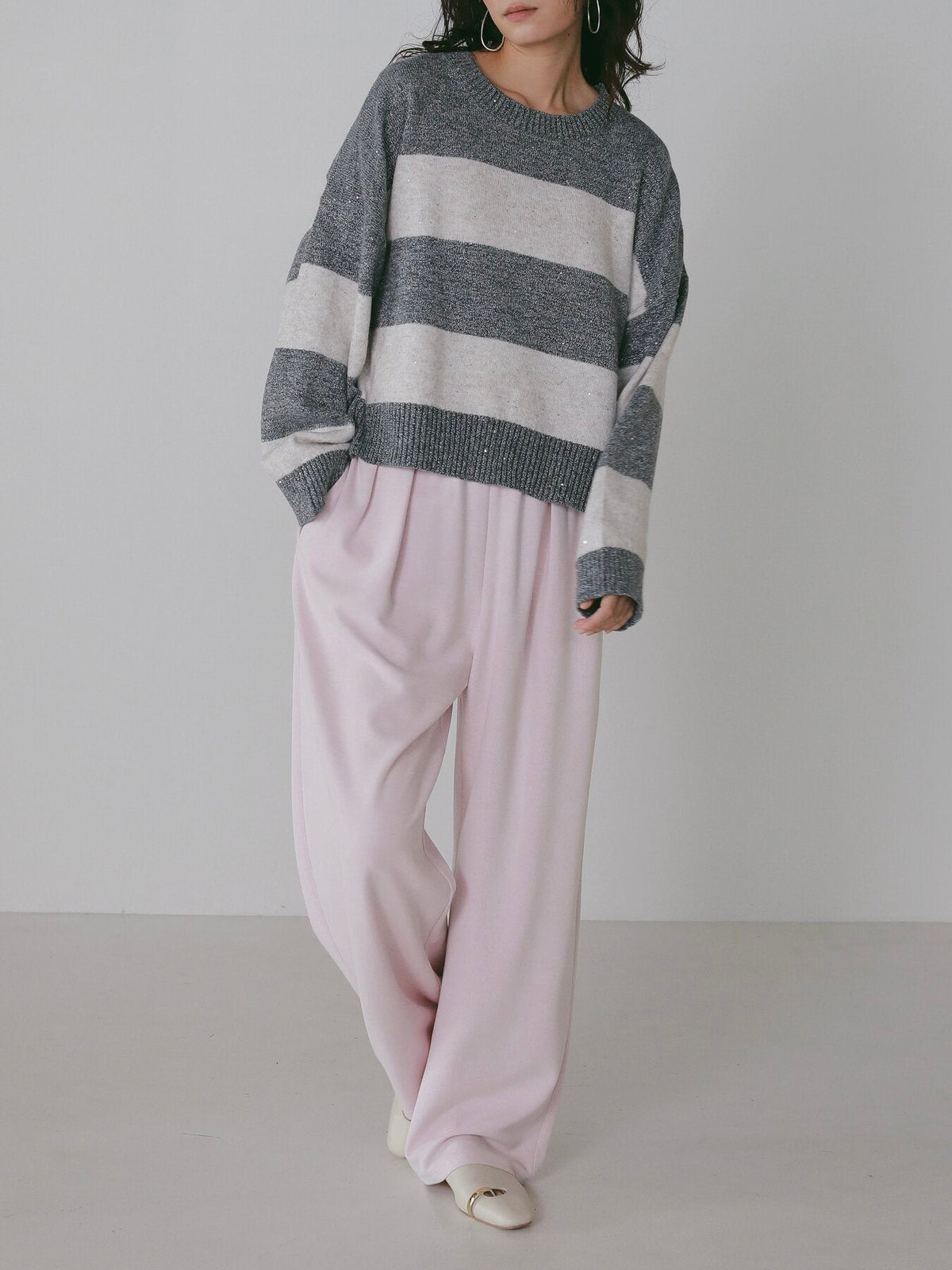 【CHIGNON 2027 PRE-SPRING】スパンコールボーダーニットPO - 12月中旬頃発送 - Champdelarose