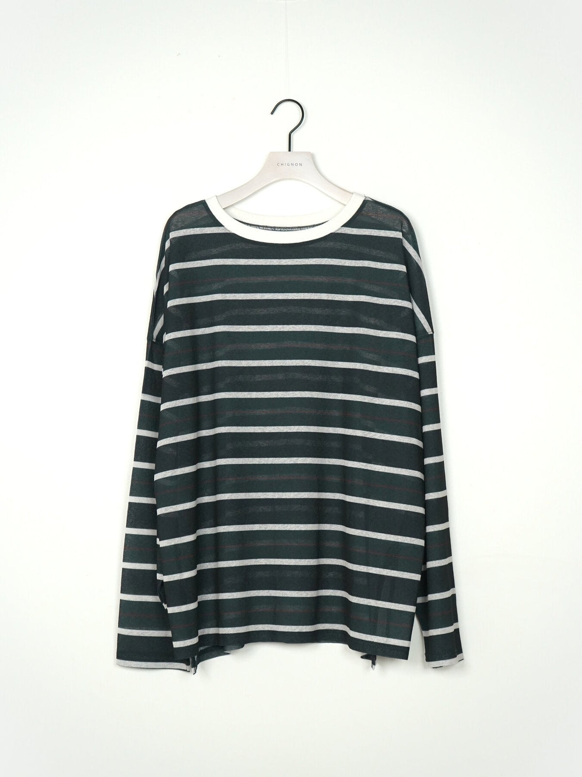 【CHIGNON 2027 PRE-SPRING】シアーランダムボーダーTEE - 12月中旬頃発送 - Champdelarose
