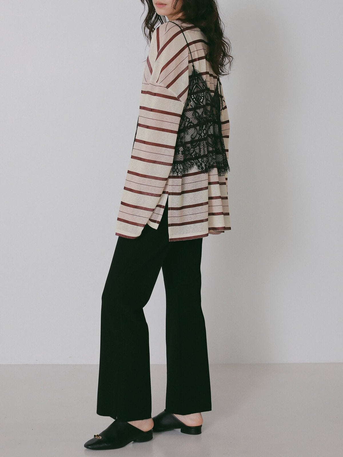 【CHIGNON 2027 PRE-SPRING】シアーランダムボーダーTEE - 12月中旬頃発送 - Champdelarose