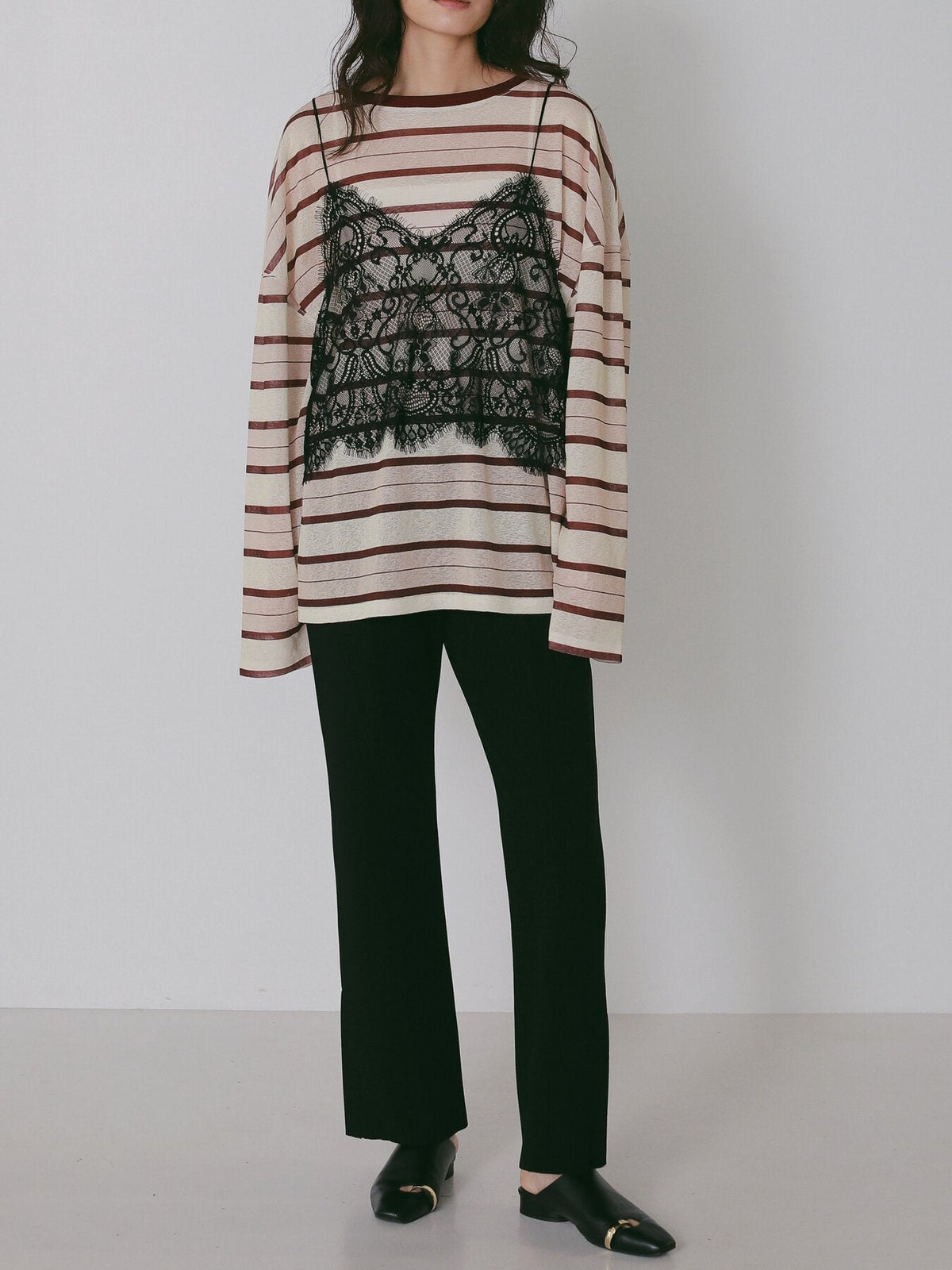 【CHIGNON 2027 PRE-SPRING】シアーランダムボーダーTEE - 12月中旬頃発送 - Champdelarose