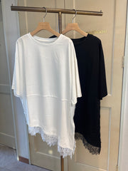 【CLOCHE】アシンメトリーレースドッキングカットソー - Champdelarose