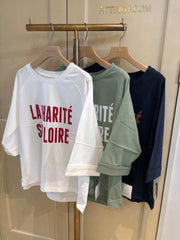 【CLOCHE】七分袖ロールアップTシャツ - Champdelarose