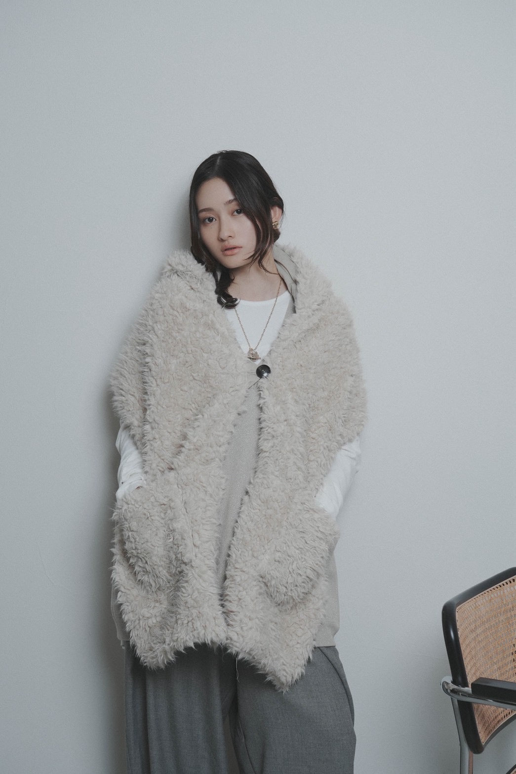 【CYAN 2026 AW VOL.2】シャギーボアフーディストール - 10月下旬頃発送 - Champdelarose