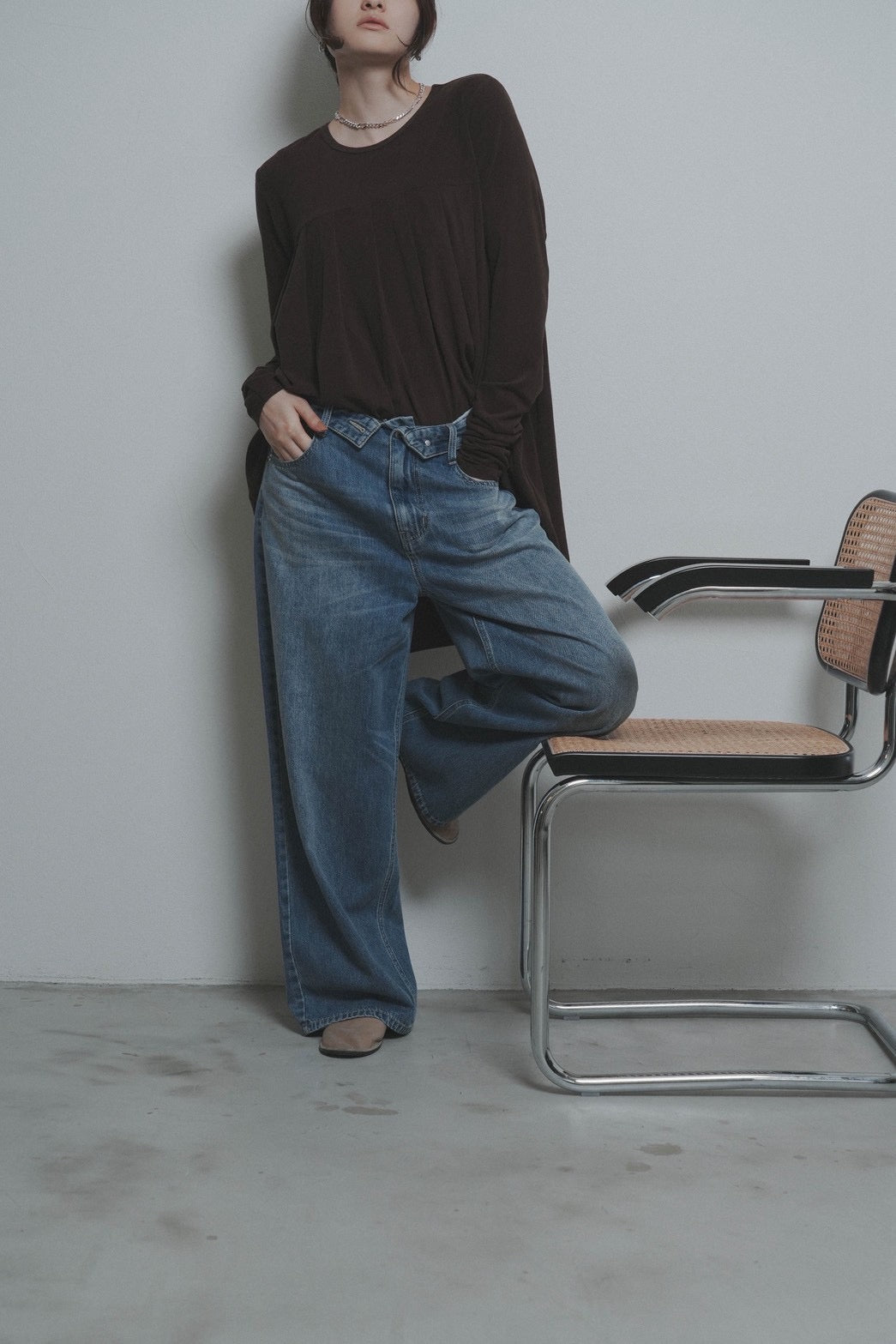 【CYAN 2026 AW VOL.2】ロールウエストワイドデニム - 10月下旬頃発送 - Champdelarose