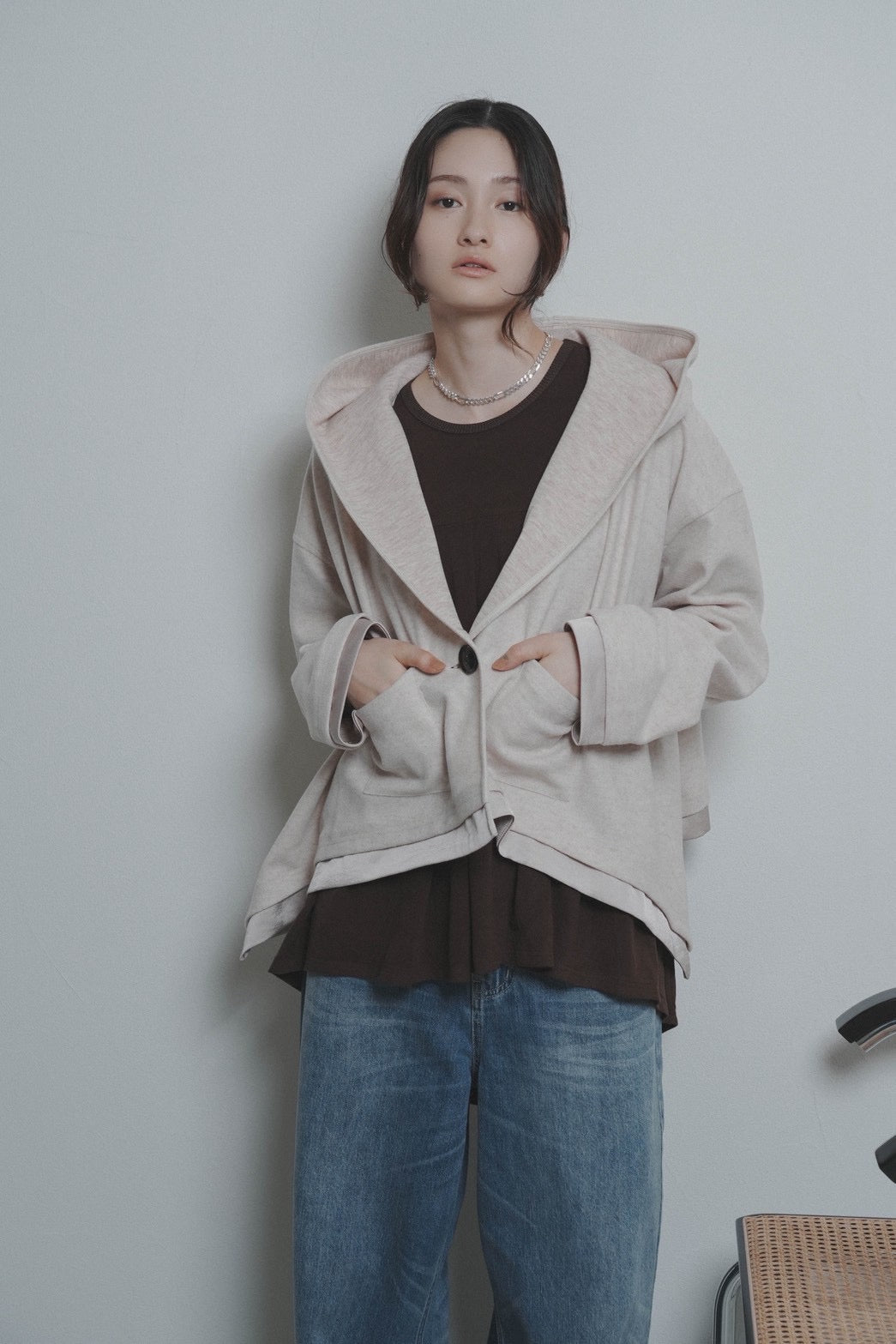 【CYAN 2026 AW VOL.2】ラウンドヘムフラノショートフーディ - 11月中旬頃発送 - Champdelarose