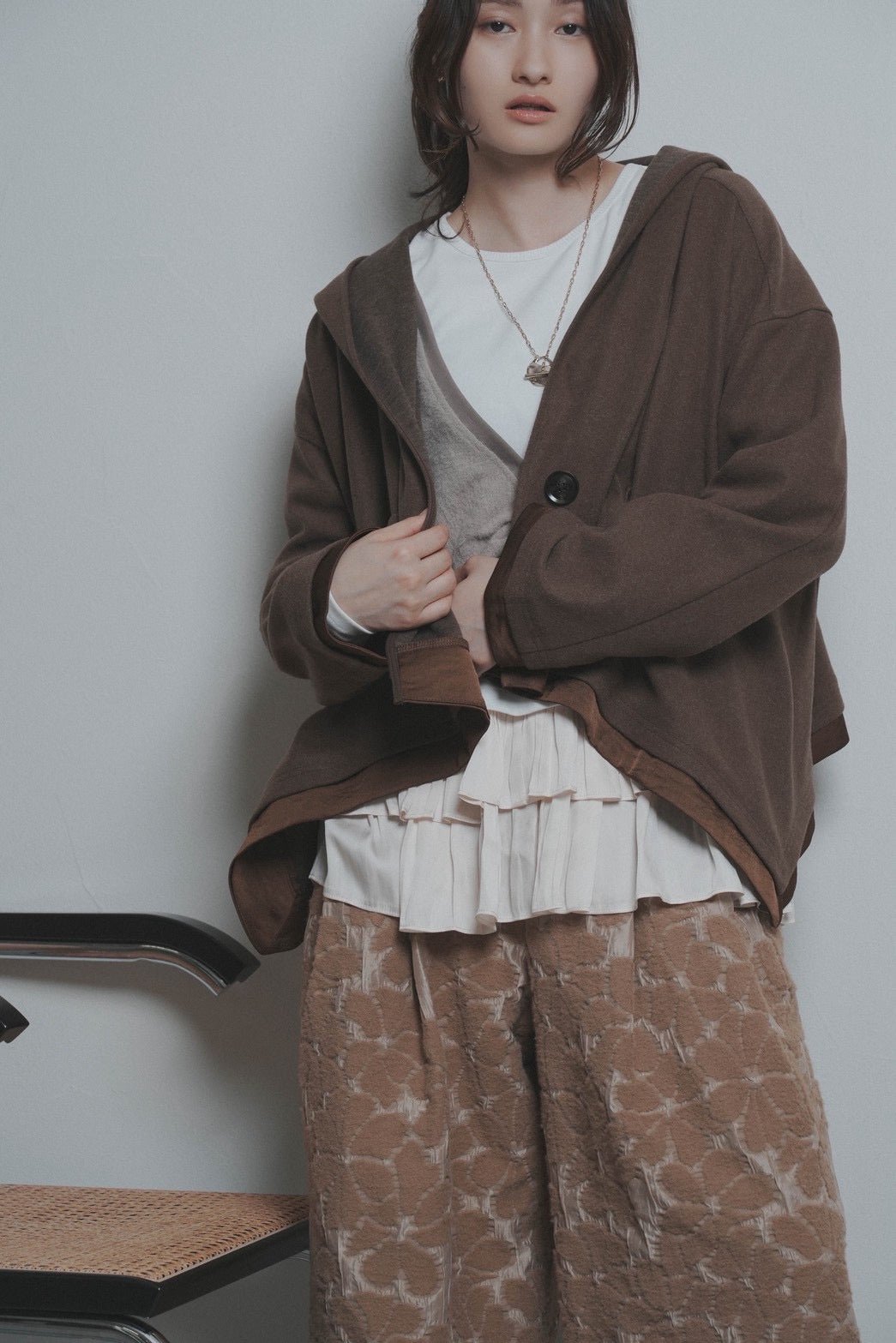 【CYAN 2026 AW VOL.2】ラウンドヘムフラノショートフーディ - 11月中旬頃発送 - Champdelarose