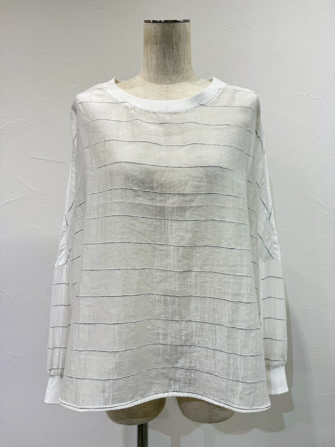 【CYAN 2026 SPRING＆SUMMER VOL.1】グロッシーシアーボーダーブラウス - Champdelarose