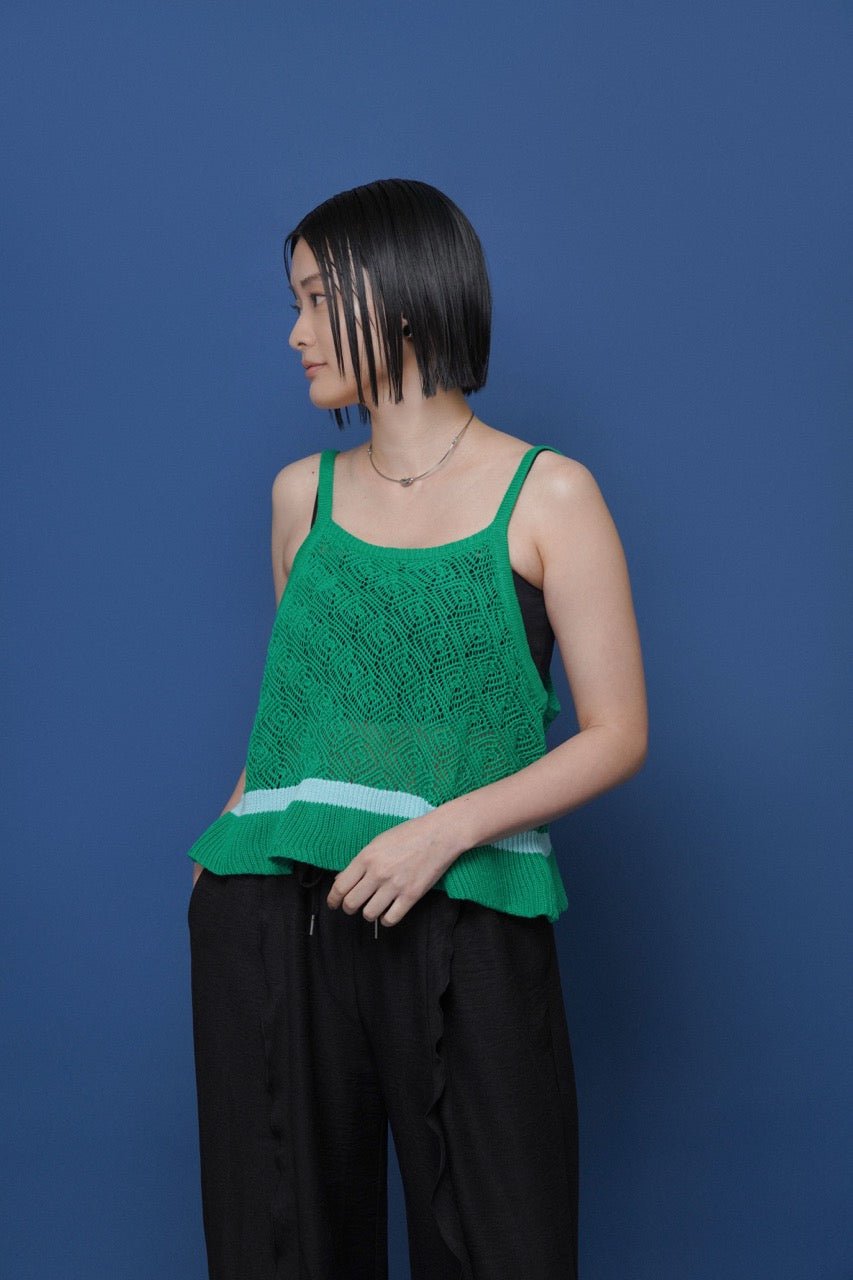 【CYAN 2026 SS Vol.2】ラインピーコックニットキャミ - Champdelarose