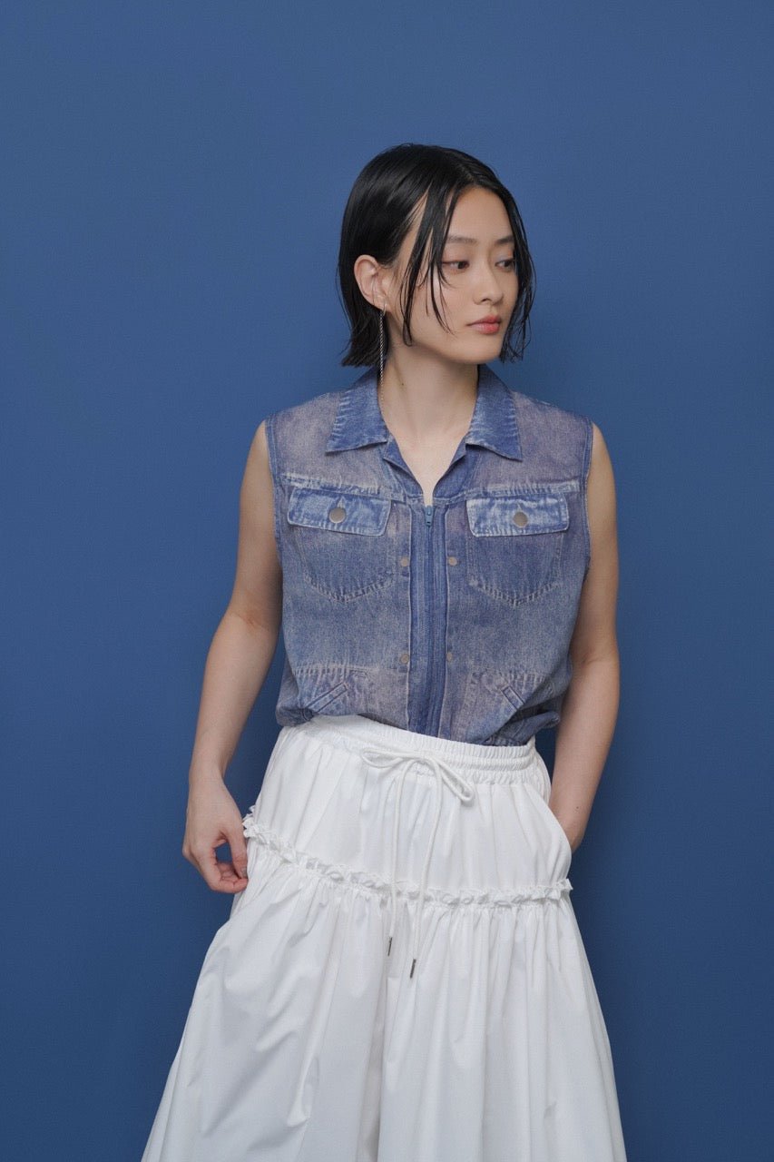 【CYAN 2026 SS Vol.2】デニム転写シフォンベスト - Champdelarose