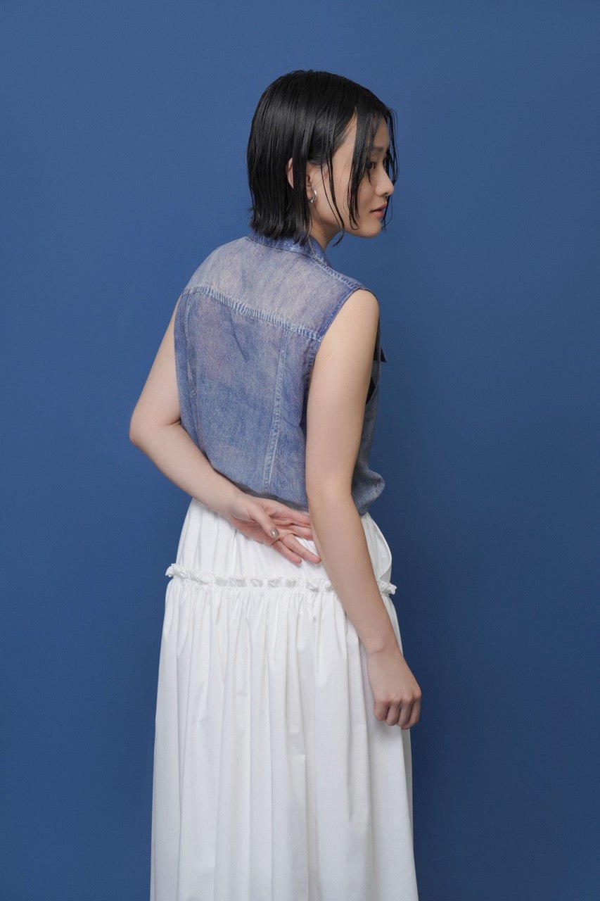 【CYAN 2026 SS Vol.2】デニム転写シフォンベスト - Champdelarose