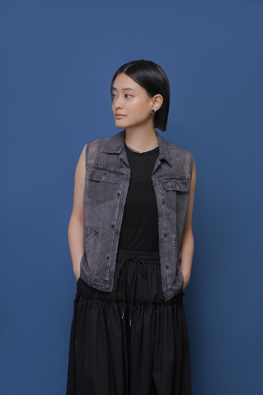 【CYAN 2026 SS Vol.2】デニム転写シフォンベスト - Champdelarose