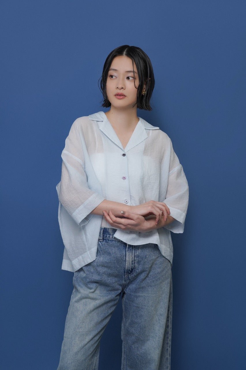 【CYAN 2026 SS Vol.2】オープンカラーシアーシャツ - Champdelarose