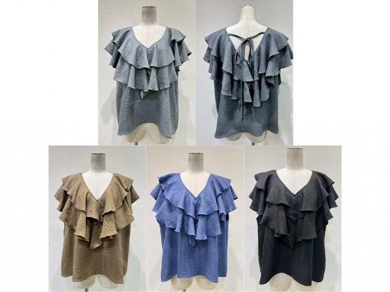 【CYAN 2026 SS Vol.2】レイヤーフリルフレンチTOPS - Champdelarose