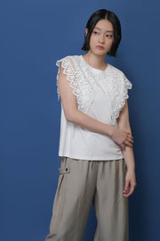 【CYAN 2026 SS Vol.2】レースカラーノースリTOPS - Champdelarose