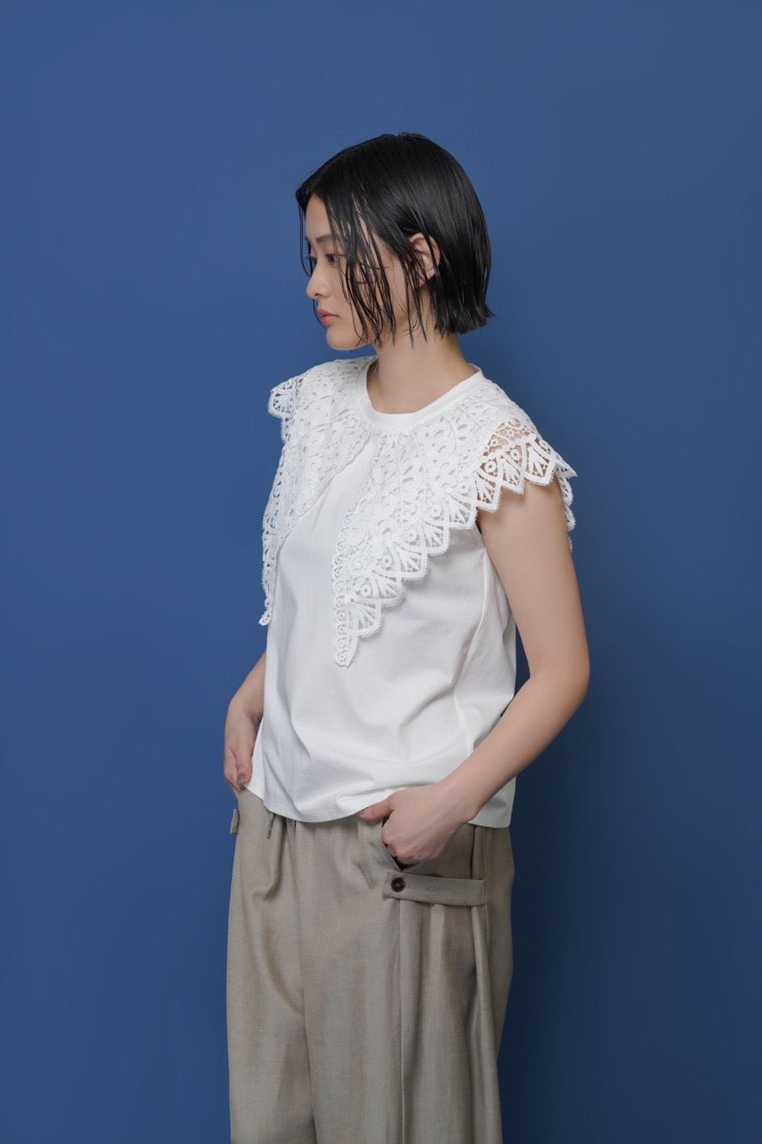 【CYAN 2026 SS Vol.2】レースカラーノースリTOPS - Champdelarose