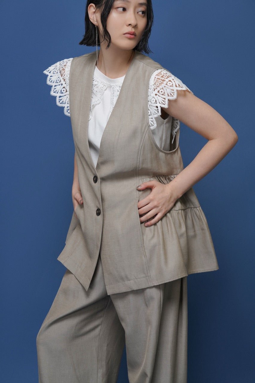 【CYAN 2026 SS Vol.2】レースカラーノースリTOPS - Champdelarose