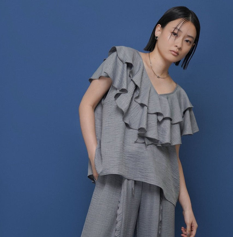 【CYAN 2026 SS Vol.2】レイヤーフリルフレンチTOPS - Champdelarose