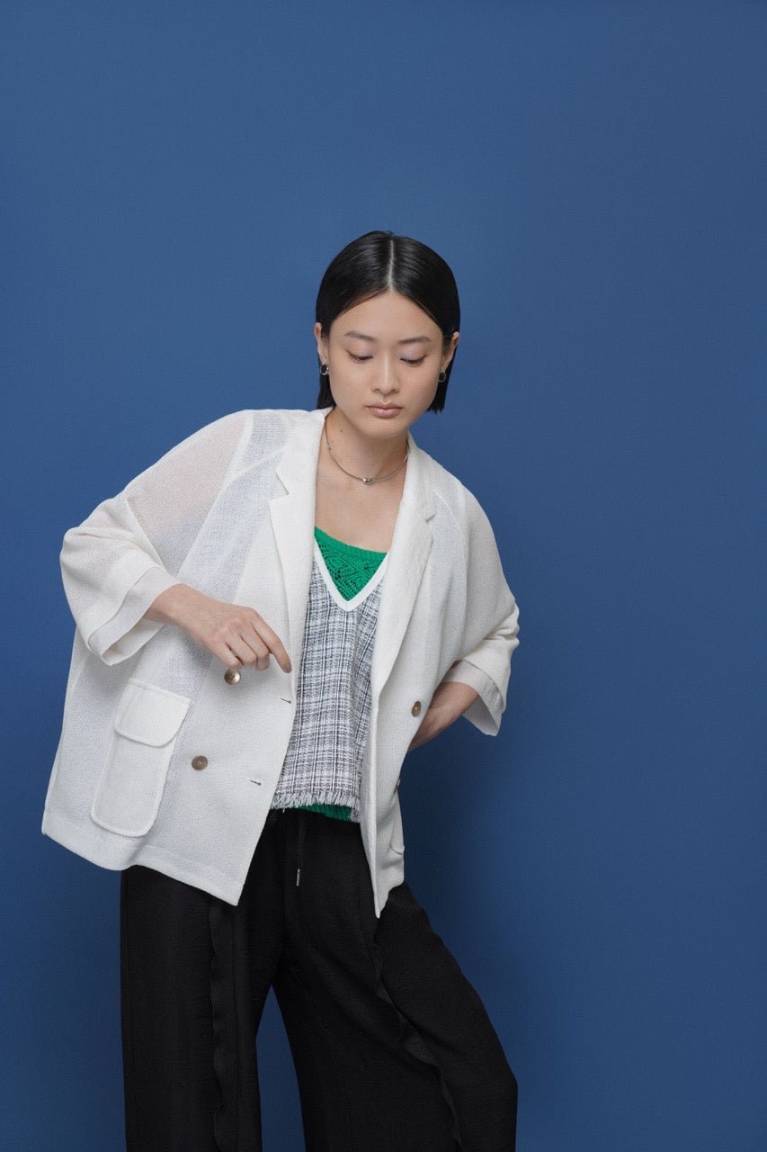 【CYAN 2026 SS Vol.2】ニットライクメッシュWジャケット - Champdelarose