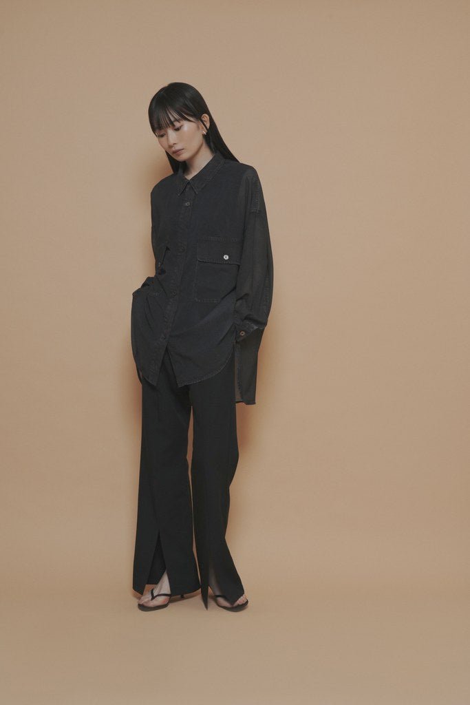 【CYAN 2027 SS VOL.1】デニム転写シフォンシャツ - 2月下旬頃発送 - Champdelarose