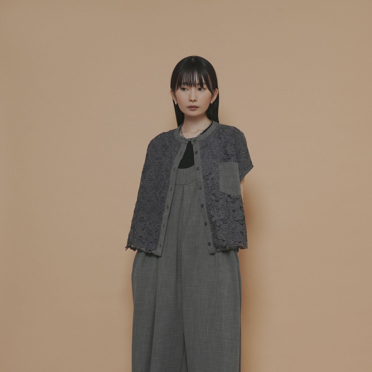 【CYAN 2027 SS VOL.1】カットレースコンビフレンチシャツ - 3月中旬頃発送 - Champdelarose