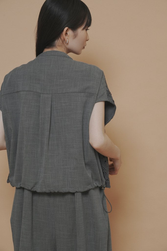 【CYAN 2027 SS VOL.1】カットレースコンビフレンチシャツ - 3月中旬頃発送 - Champdelarose
