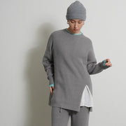 【CYAN tokyo 2026 AW VOL.1】アシメスリットレイヤーリブニット - Champdelarose