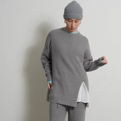 【CYAN tokyo 2026 AW VOL.1】アシメスリットレイヤーリブニット - Champdelarose