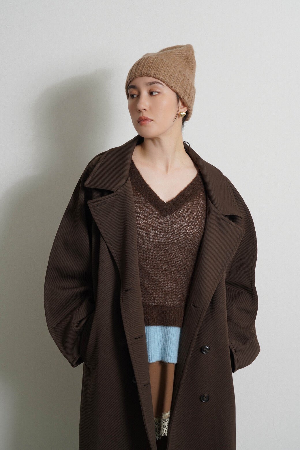 【CYAN tokyo 2026 AW VOL.1】配色レイヤーモヘアニット - Champdelarose